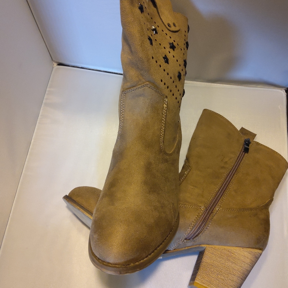 Cowgirl brown/taupe ankle boots with black… - Picture 8 of 9